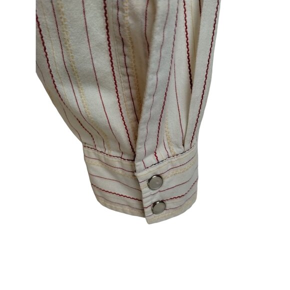 Tommy Jeans Mens XL Off White Beige Long Sleeve Button Down Pearl Snaps Western - Picture 10 of 14